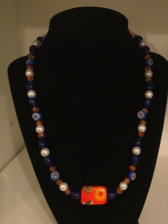 Artisan Jewelry - The Orange and the Blue: Artisan necklace